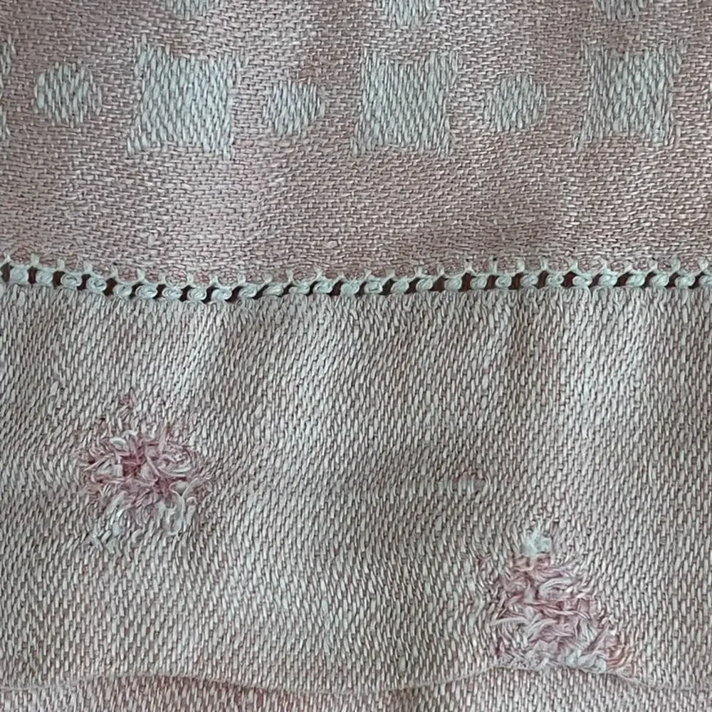 Vintage Linen Tablecloth Light Pink Persian Style Reversible 54